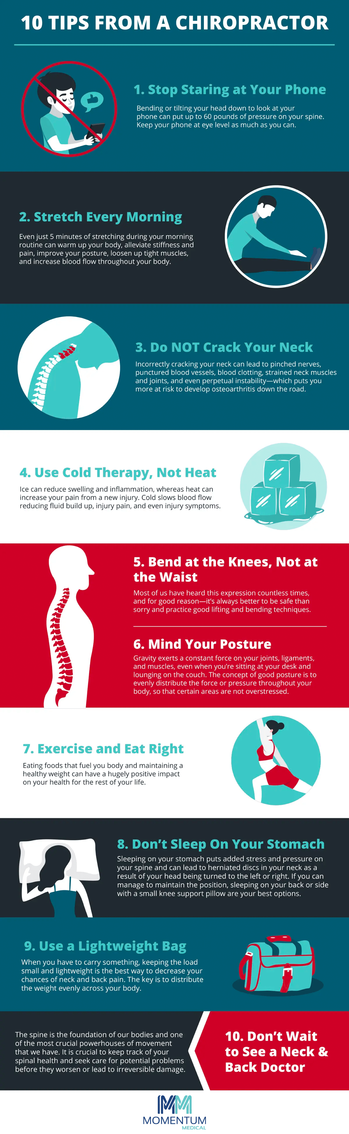 10 Tips from a Chiropractor Infographic - Momentum Medical