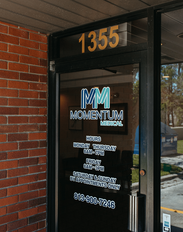 Momentum Medical of Brandon location front door Searching for a Chiropractor or Auto Accident Injury Doctor in Brandon, Florida? Momentum Medical offers Chiropractic, Physical Therapy, and Pain Management Services in Brandon. Call to schedule your appointment today. (813) 900-7246