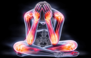 Illustration of chronic stress affecting tendon and ligament healing at the cellular level